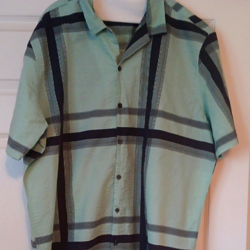 Alfani Men's Green Plaid Shirt 100% Cotton